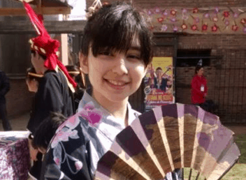 A lovely young lady, Rita, in Japanese dress living in Buenos Aires, Argentina